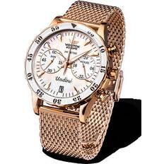 Vostok Europe Undine damklocka med 2 reservarmband Ladies Chronograph Datum 20 ATM Weiß Weiß Edelstahlband