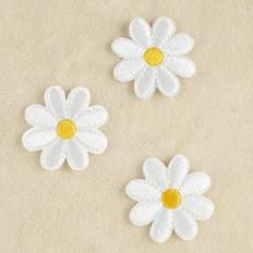 Laglapp Shein 3pcs Daisy Embroidered Patch, Suitable For Diy Clothing, Hats, Bags, Shoes, Phone Cases, Iron-On Design