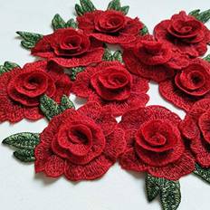 Tygmärken & Laglappar Shein 5pcs Water Soluble Embroidery Rose Patch With Three-dimensional Effect, Embroidered Applique Sticker