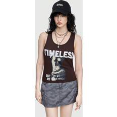 Brown Tank Tops Shein Street Art Letter And Figure Print Muscle Tank Top