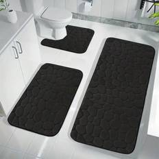 Black Non-Slip Bath Mats Shein Thickened Foam Sponge Bath Rug