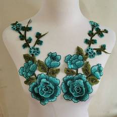 Tygmärken & Laglappar Shein 2pcs Embroidered Cheongsam Sew-on Patch, Water Soluble Flower Applique For Clothes Making