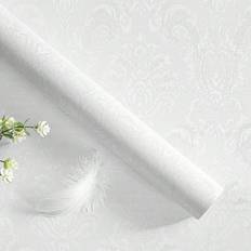 1pc Retro Style White Matte Texture Self-Adhesive Wallpaper With European Pattern For Home Decoration Of Cabinets, Desks, Chairs And Background Walls