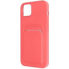 Avizar Coque iPhone 14 Silicone Souple Porte-carte corail