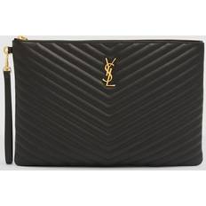 Saint Laurent Bags Saint Laurent Monogram YSL Large Chevron Quilted Flat Wristlet Pouch Bag