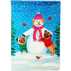 Caroline's Treasures Caroline's Treasures 7115GF Snowman with Pug Winter Snowman Flag Flag