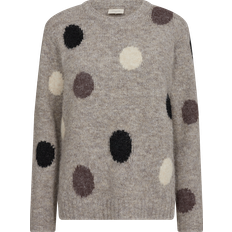 Freequent Louisa Sweater With Dotted Pattern - Black/Brown