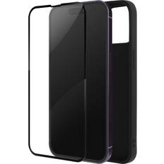 iPhone 14 Pro Max Silicone Gel Case and 9H Tempered Glass Screen Protector Black