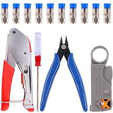 Swpeet Cable Crimper Wire Strippers Tool Stripper Crimper with 10Pcs Compression Connectors Wire Connector