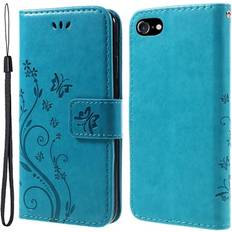 Iphone se 2020 flip cover MTP Products iPhone 7/8/SE 2020/SE 2022 Butterfly Series Flip Cover med Pung Blå