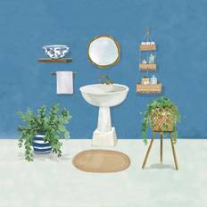 ClassicLiving Bathroom Sink Blue Wall Decor 122x122cm