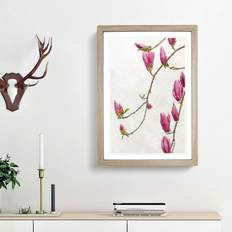 East Urban Home Floral Flowers Green/Pink/Beige Framed Art 62x87cm