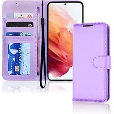 Violet Samsung Galaxy S23 Leather Wallet Case, Flip Protective Cover with Wallet Card Holder, Stand and Wrist Strap PU Leather with Magnetic Closure