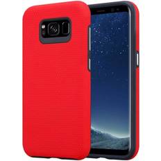 Cadorabo Hybrid Triangle Cover Galaxy S8 Smartphone Hülle, Rot