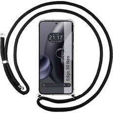 Accesorios para teléfonos móviles TuMundoSmartphone Hülle anhänger transparent für motorola edge 30 neo 5g mit lanyard schwarz