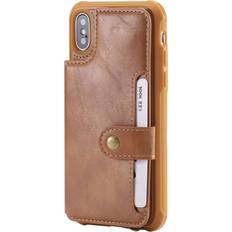 ChaoChuang Wallet PU Leather Phone Case for IPhone 12/12 Pro Simple Solid Color Multifunction