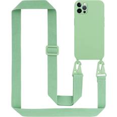 Apple iPhone 12 Pro Mobile Phone Cases Cadorabo LIQUID LIGHT GREEN Mobile Phone Chain for Apple iPhone 12 12 PRO TPU Silicone Case Cover Necklace Lanyard Green