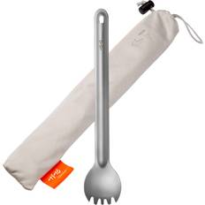 TiTo Titanium TITO Titan långt handtag för spork utomhus ultralätt Portabale titanlegering sked bestick med campingryggsäck Spork