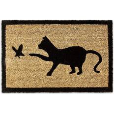 Carpets & Rugs Relaxdays Coir Doormat CAT Bird Welcome Brown