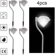 Silver Garden Ornaments Gacloz 4Pcs Solar Powered Stainless Steel Diamond Stake Lights Garden