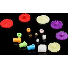 18pcs 0.4 Modulus Colorful Plastic Gears Transmission Shaft Model Rack Pulley Belt Worm Rod Set