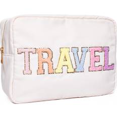 Nylon - Women Toiletry Bags & Cosmetic Bags Cosmetic Bag With Glitter Chenille Letters, Packing organizer, Nylon Organization Pouch with Trendy Letters, Makeup Bag for Travel and Dance Stuff, Travel bag, Packing Cube