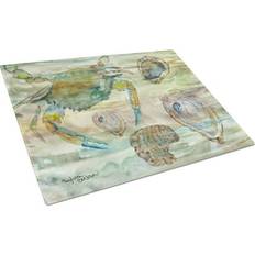 Caroline's Treasures Tempered Glass Crab, Shrimp & Oyster Sunset Chopping Board