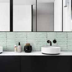 Mosaic Tiles Bond Tile Ivy Hill Tile Tara Seafoam 11.61 11.73 Stacked Glass Mosaic Tile 0.95 Sq. Ft. Sheet