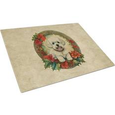Caroline's Treasures Bichon Frise Christmas Flowers Chopping Board