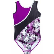 Girls - Purple Bodysuits Rainbeau Moves Girls' Fantasia Print Leotard with Mesh Back, Large, Purple