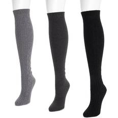 Underwear Muk Luks Women's Knee High Sweater Knit Socks 3-Pack, Multicolor