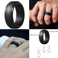 1-2 Pcs Men Black Polish 9mm Silicone Wedding Ring Band Rubber Engagement