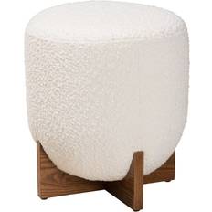 Brown Foot Stools Baxton Studio Fisk Cream Foot Stool