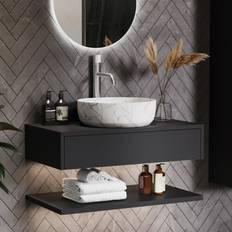 Lugo 800mm Black Hung Countertop Vanity Unit