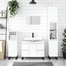 vidaXL high gloss white Bathroom Vanity Unit Highboard Engineered