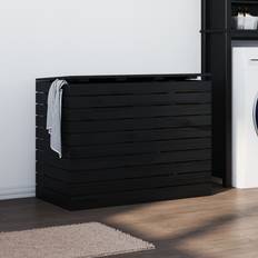 Marrone Arredamento e Storage Bagni vidaXL Cesto Per Bucato Nero 88,5 x 44 x 66 cm Legno Massello Pino