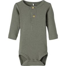 18-24M Bodyer Name It Kab Long Sleeved Rib Romper - Dusty Olive (13198041)