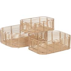 Résine Boîtes et Paniers BigBuy Home Lot de paniers Naturel Résine 40 x 30 x 13 cm (3 Pièces) Panier