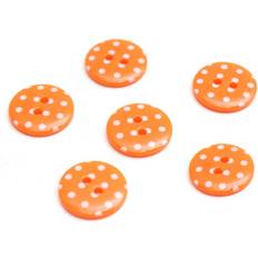 Orange Buttons Hemline Polka Dot Orange Buttons 15mm 6 Pack