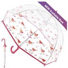 Ladies Floral Bird Dome Umbrella, Pink