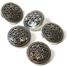 Yarn & Needlework Supplies Hemline Silver Metal Patterned Button 5 Pack