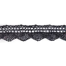 Black Ribbons, Tapes & Trims Black 25mm Metallic Lace Trim By The Metre