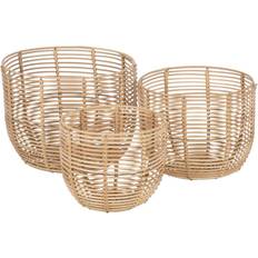 Resina Cestas BigBuy Home Juego De Cestos Natural Resina 35 x 35 x 29 cm (3 Piezas) Cesta 35cm