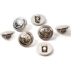 Yarn & Needlework Supplies Hemline Silver Metal Military Anchors Button 7 Pack