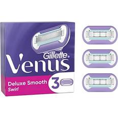 Gillette Venus Deluxe Smooth Swirl Razor Blades Women, Pack of 3 Razor Blade Refills, Lubrastrip with A Touch of Vitamin E, SkinCushion Helps Protect From