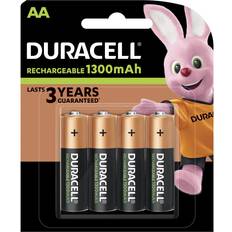 Duracell Rechargeable AA 1300mAh Batteries Compatible 4-pack Black/Gold