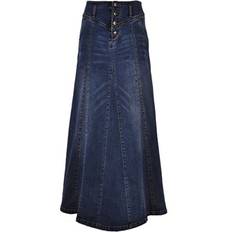 Merrell cHARTOU Womens Retro Exposure Button-Fly Packaged Hip A-Line Maxi Long Denim Skirt Small, Dark Blue