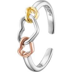 Engelsrufer Ringar Engelsrufer Damring med kärlek sterlingsilver med tricolor-hjärtsymboler, justerbar storlek, ERR-WITHLOVE-03-TRI, En Storlek, Silver, Ingen ädelsten