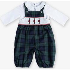 Spandex Jumpsuits Trotters Navy Tartan My First Christmas Soldier-embroidered Stretch-cotton Dungarees 0-9 Months 6-9 Months