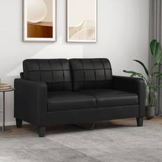 Läder - Svarta Soffor vidaXL Svart 2-Sitssoffa 140 cm Konstläder Soffa 2-sits